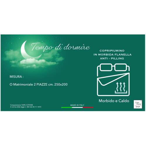 Funda Nórdica Doble Franela 250x200 cm "Sleeping Time" - Flor Gris Paloma | Suave, cálido, antipilling Made in Italy