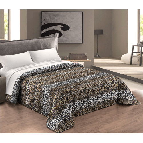 Trapunta Leopardata Invernale 300 gr/mq, Fantasia Animalier, Morbida e Calda, Anallergica e Made in Italy