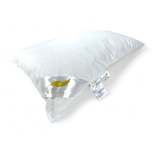 Double Bed Cushion in Goose Down 50x80 cm | Ergonomic, Breathable and Hypoallergenic Pillow | Author's Feathers