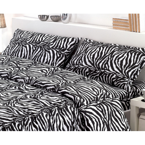 Housse de couette double en flanelle 250x200 cm « Sleep Time » - Zebra | Chaud, doux et fabriqué en Italie