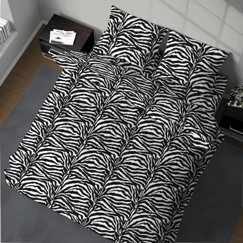 Housse de couette double en flanelle 250x200 cm « Sleep Time » - Zebra | Chaud, doux et fabriqué en Italie