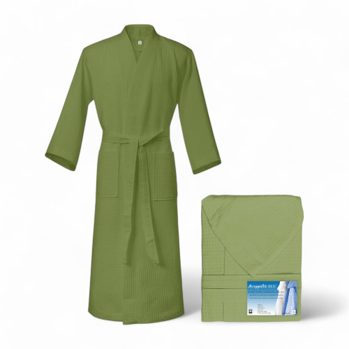 BEE Bee© Nest Bathrobe in Pure Cotton with Hood for Adults GREEN