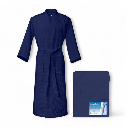 ACCAPPATOIO Nido Ape BEE© in Puro cotone con Cappuccio da Adulto BLU SCURO