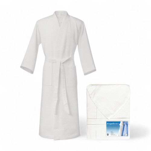 BEE Bee© Nest Bathrobe in Pure Cotton with Hood for Adults Milk Color