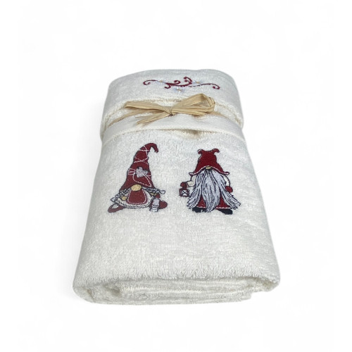 SET Towels TIROLO Tyrolean ELFI ELFO cream in pure cotton