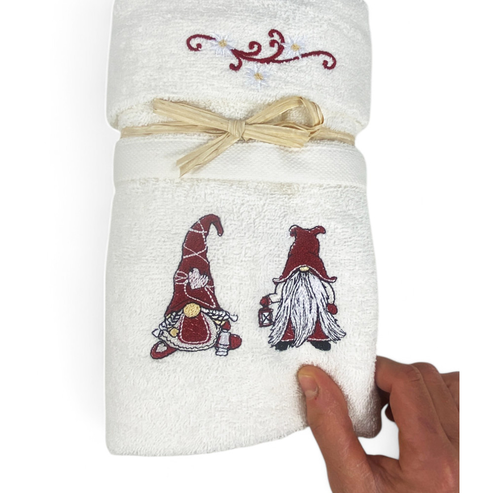 SET Towels TIROLO Tyrolean ELFI ELFO cream in pure cotton