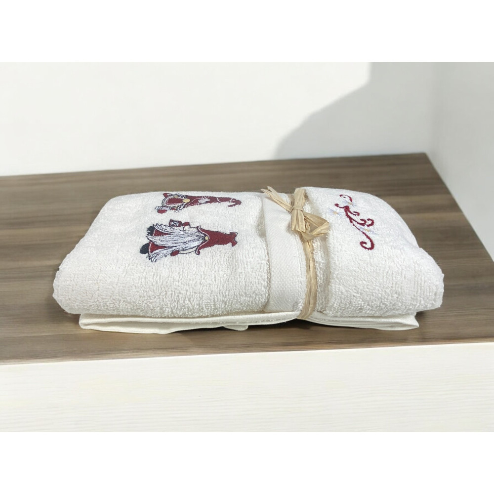 SET Toallas TIROLO Tirolesa ELFI ELFO crema en puro algodón