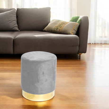 Pouf en velours gris clair...