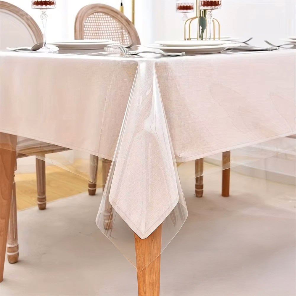 Transparent Stain-resistant Tablecloth in PVC Crystal, Crystal Table Cover Thickness 0.20 mm, Made in Italy