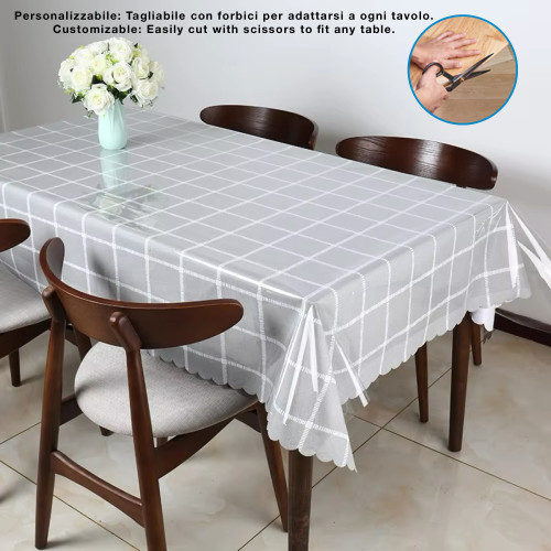 Transparente schmutzabweisende Tischdecke aus PVC-Kristall, Kristall-Tischabdeckung Dicke 0,20 mm, Made in Italy