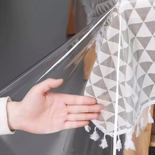 Transparente schmutzabweisende PVC-Tischdecke aus Crystal, Crystal Tischdecke 0,20 mm dick, auf Maß geschnitten, Made in Italy