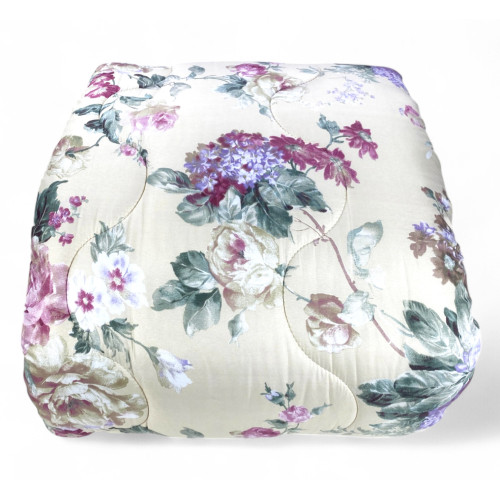 Sanderson Flower Quilt Beige Fond d’hiver, Couette chaude 300 gr/m², Motif floral élégant, Fabriqué en Italie