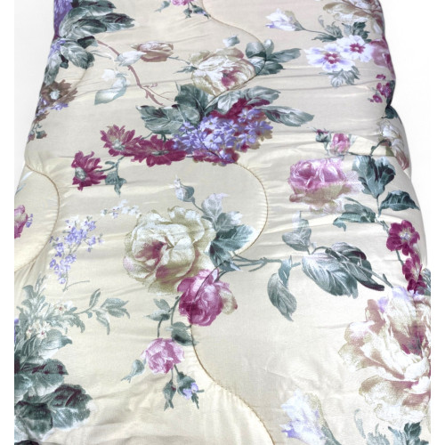 Sanderson Flower Quilt Beige Winter Background, Warm Duvet 300 gr/sqm, Elegant Floral Pattern, Made in Italy