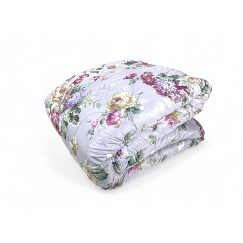 Sanderson Flower Quilt Hiver Fond Gris, Couette Chaude 300 gr/m², Motif Floral Elégant, Fabriqué en Italie