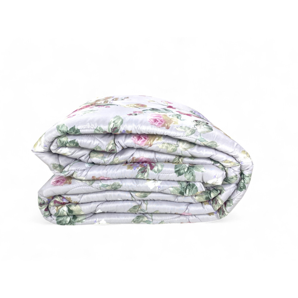 Sanderson Flower Quilt Winter grauer Hintergrund, warme Bettdecke 300 gr/qm, elegantes Blumenmuster, Made in Italy