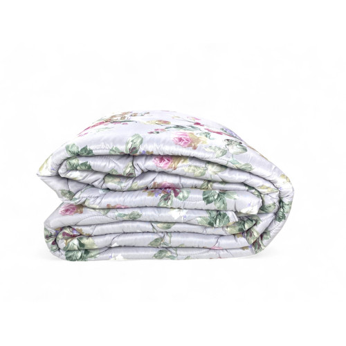 Sanderson Flower Quilt Winter grauer Hintergrund, warme Bettdecke 300 gr/qm, elegantes Blumenmuster, Made in Italy