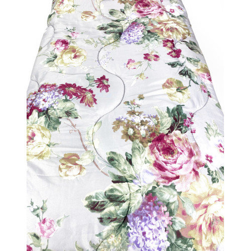 Edredón de flores Sanderson Fondo gris invierno, Edredón cálido 300 gr/m², Elegante estampado floral, Made in Italy