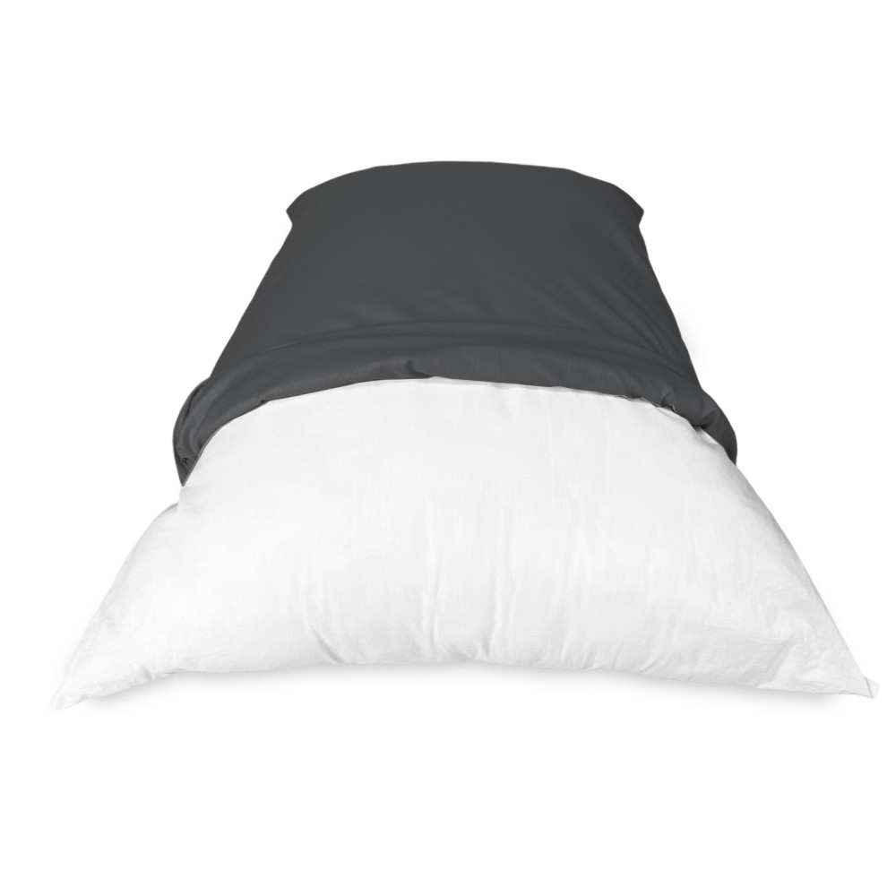 Par de Fundas de Almohada Fuertes Color Liso Gris Plomo, 100% Algodón, Lavable, Made in Italy, 52x82 cm