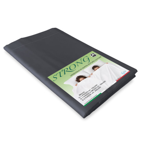 Lenzuolo di Sopra Cordonetto Strong Tinta Unita Grigio Piombo, 100% Cotone, Made in Italy