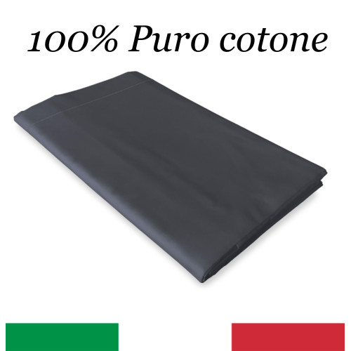 Drap supérieur en cordon gris plomb de couleur unie résistante, 100% coton, fabriqué en Italie
