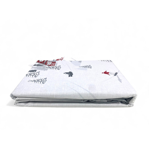 Montebianco Tyrolean Duvet Cover 100% Cotton - Double Face, Alpine Pattern with Skiers and Chalets, Soft and Breathable