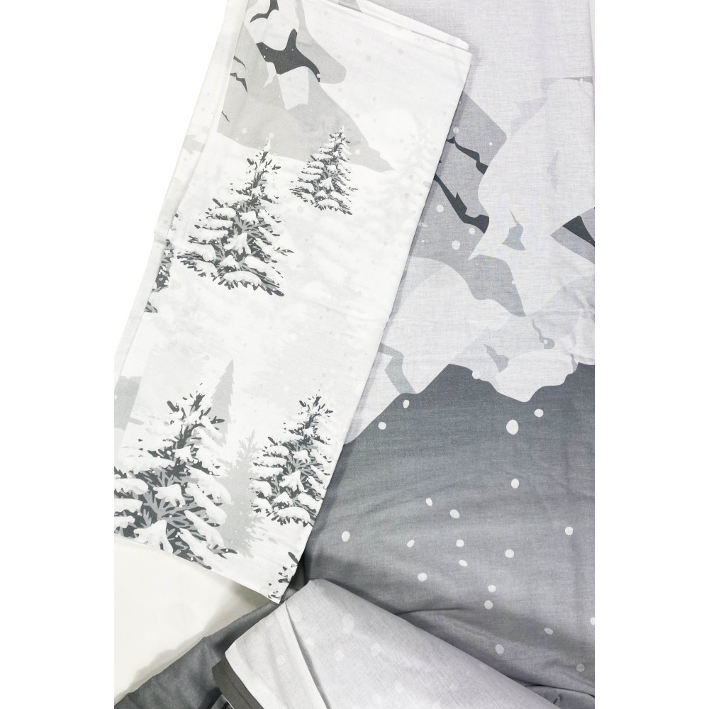Montebianco Tyrolean Duvet Cover 100% Cotton - Double Face, Alpine Pattern with Skiers and Chalets, Soft and Breathable