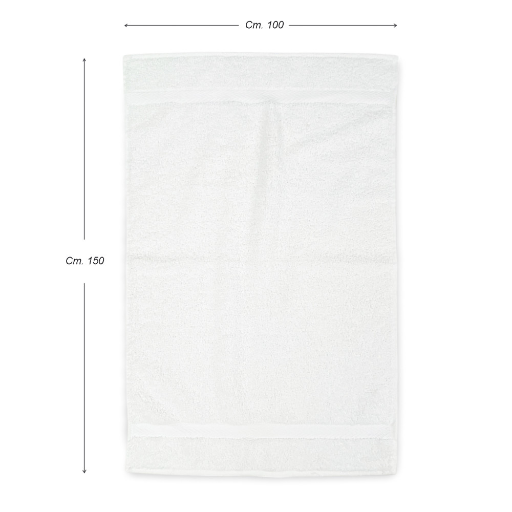 Weißes Badetuch 100x150 cm – 100% weiches und saugfähiges Baumwollfrottee – Made in Italy – ideal für Hotels und B&Bs