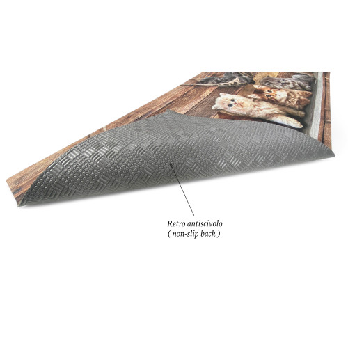 Runner Rug with Cats – Non-Slip, Washable, Soft Runner, Various Sizes – Made in Italy