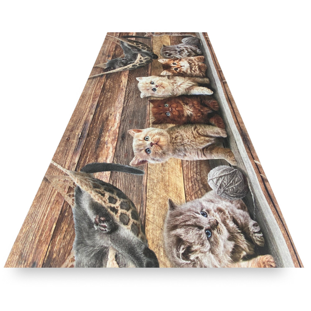 Runner Rug with Cats – Non-Slip, Washable, Soft Runner, Various Sizes – Made in Italy