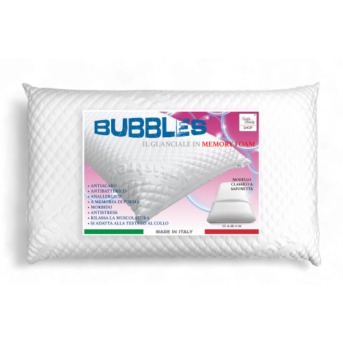 BUBBLES Memory Foam Soap Pillow - Orthopedic, Anti-mite, Hypoallergenic, Removable Cover with Massaging Cover, 75x45 cm