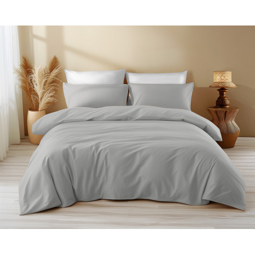 Duvet Cover in Solid Grey Cotton - Sleep Time, 100% Pure Cotton, Soft, Breathable, Made in Italy