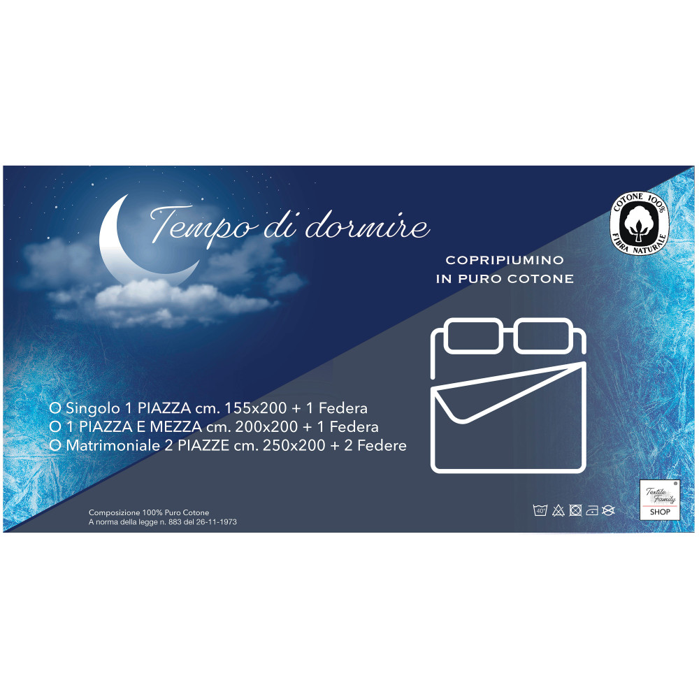 Bettbezug aus einfarbiger grauer Baumwolle - Sleep Time, 100% reine Baumwolle, weich, atmungsaktiv, Made in Italy