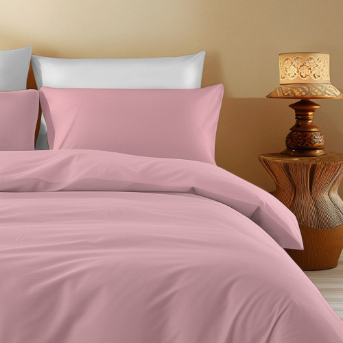 Duvet Cover in Solid Pink Cotton - Sleep Time, 100% Pure Cotton, Soft, Breathable, Made in Italy