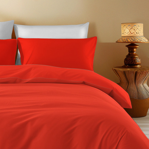 Housse de couette en coton uni rouge - Sleep Time, 100 % pur coton, douce, respirante, fabriquée en Italie