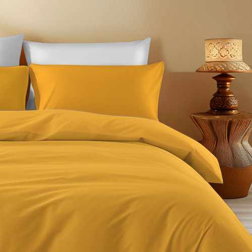 Housse de couette en coton ocre uni - Sleep Time, 100 % pur coton, douce, respirante, fabriquée en Italie