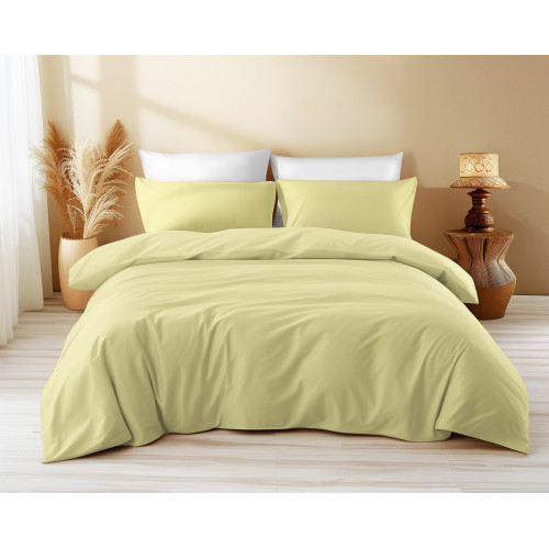 Bettbezug aus einfarbiger gelber Baumwolle - Sleep Time, 100% reine Baumwolle, weich, atmungsaktiv, Made in Italy