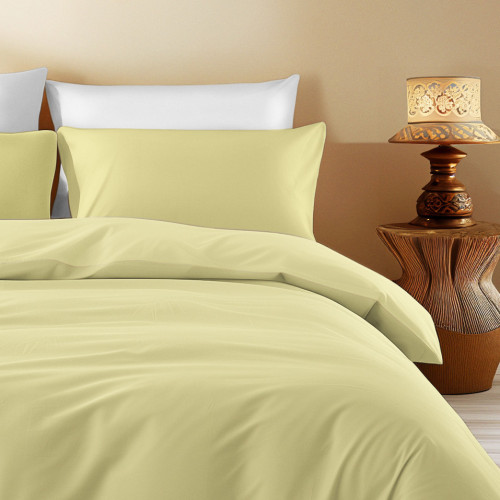 Funda nórdica de algodón amarillo macizo - Sleep Time, 100% algodón puro, suave, transpirable, Made in Italy