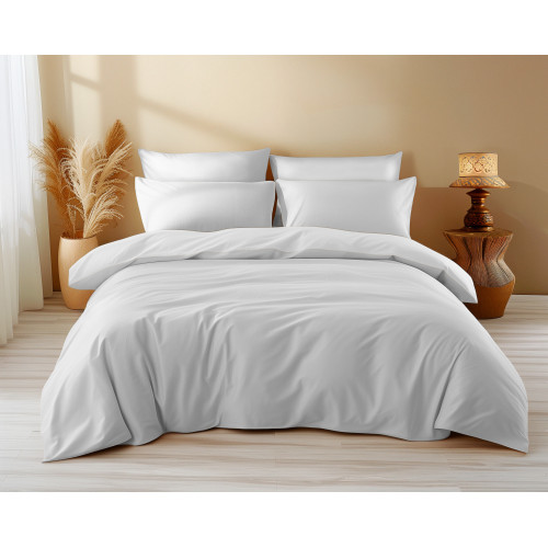 White Plain Cotton Duvet Cover - Sleep Time, 100% Pure Cotton, Soft, Breathable, Made in Italy
