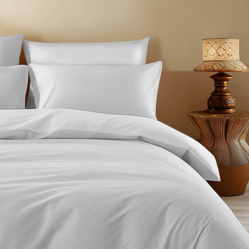 Solid Color Cotton Quilt Cover White Sleep Time - Soft, Breathable, Click-Clac Button Closure - Made in Italy