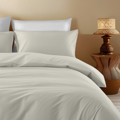 Solid Color Cotton Quilt Cover Cream Sleep Time - Breathable, Soft, Click-Clac Button Closure - Made in Italy