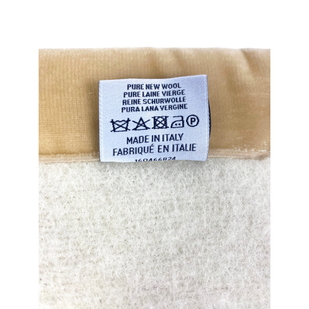 COUVERTURE BICOLORE en pure LAINE vierge véritable doux et chaud Beige