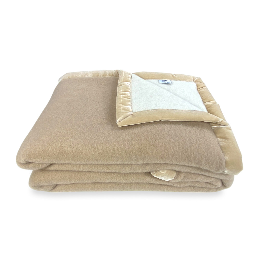 COPERTA BICOLOR in vera pura LANA vergine  morbida e calda Beige