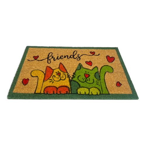 Outdoor-Eingangsteppich aus Kokosnuss - rutschfeste Fußmatte Friends with Colored Cats - 40x70 cm