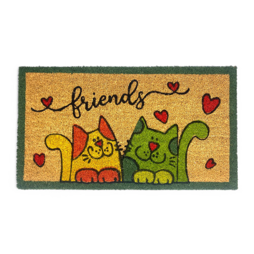 Tapis d’entrée d’extérieur en noix de coco - Paillasson antidérapant Friends with Colored Cats - 40x70 cm