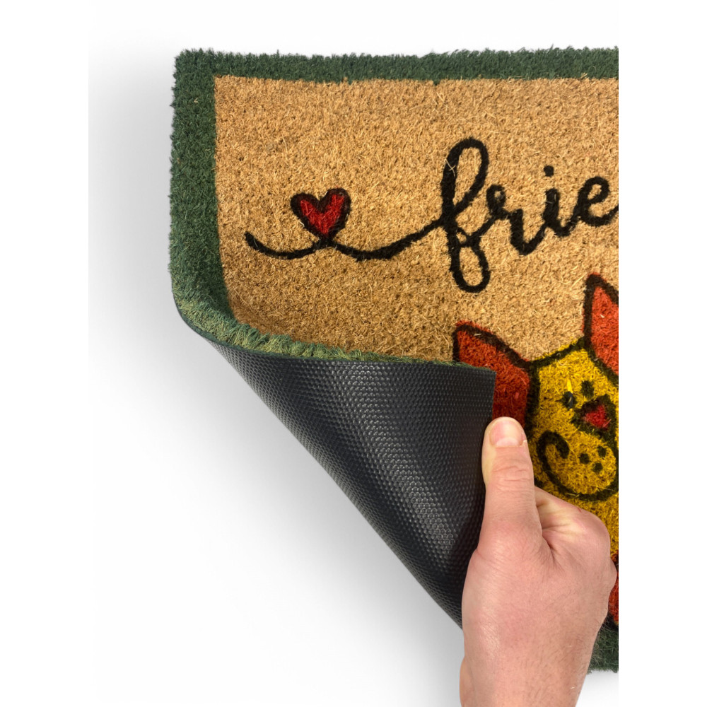Outdoor-Eingangsteppich aus Kokosnuss - rutschfeste Fußmatte Friends with Colored Cats - 40x70 cm
