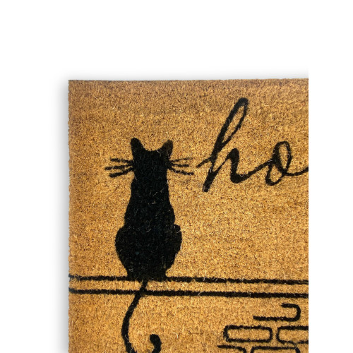 Outdoor-Eingangsteppich aus Kokosnuss - rutschfeste Fußmatte für Zuhause mit stilisierten Katzen - 40x70 cm
