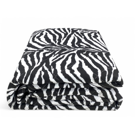 Quilted bedspread in pure black and white zebra cotton