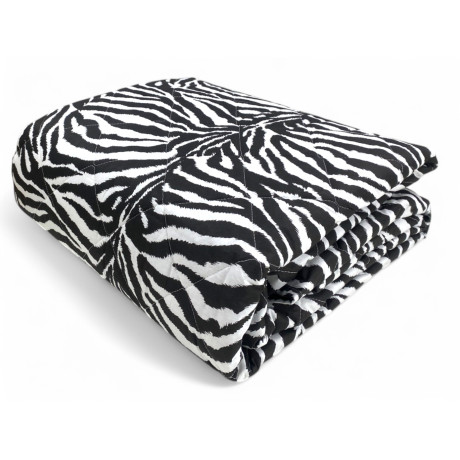 Quilted bedspread in pure black and white zebra cotton