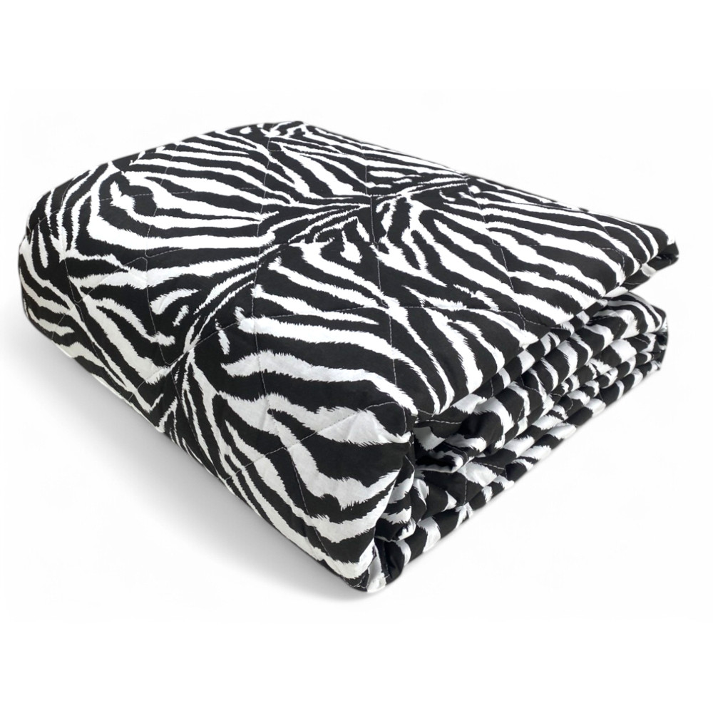 Gesteppte Tagesdecke aus reiner Zebra-Baumwolle in Schwarz und Weiß Gesteppte Tagesdecke aus reiner Zebra-Baumwolle in Schwarz und Weiß
