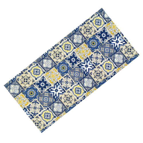Runner Non-slip Kitchen Rug - Washable Runner, Blue and Yellow Majolica Pattern, Modern Design - Made in Italy
